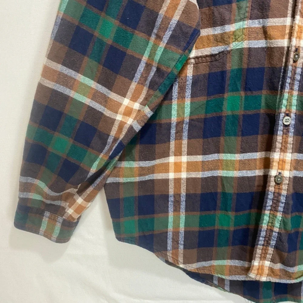 Levis Plaid Flannel Shirt Mens sz L Brown Blue Long Sleeve Button Up Western - Picture 4 of 9
